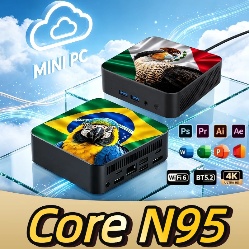 Pc Gaming Mini - Neuer 2026 Mexiko-Brasilien-Flaggen-Hochleistungs-Intel-Core-N95 16GB RAM 2TB