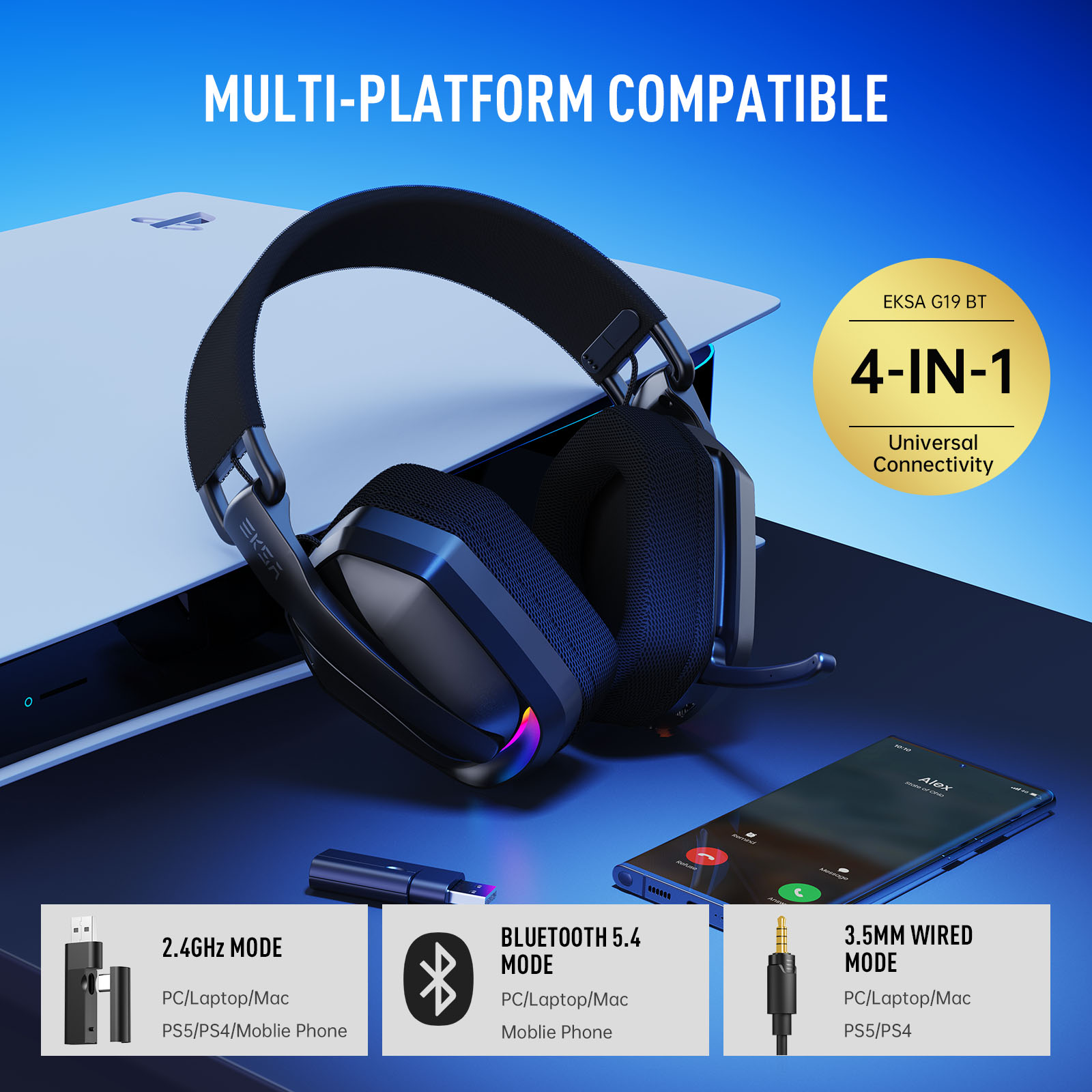 EKSA G19BT 2.4GHz Kabellose Ga – Pc Gaming Earphones Bewertung und Preis